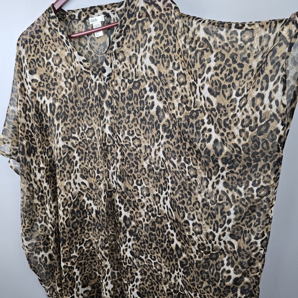 Nordstrom Rack Animal Print Caftan Cover Up lady kimono One Size Brown Leopard‎ - Picture 5 of 15